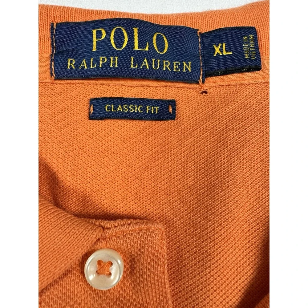 Polo Ralph Lauren Mens XL Orange Classic Fit Pony Logo Pique Polo Shirt